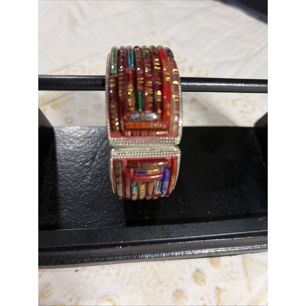 Recycled Glass Inlay Bracelet Silver